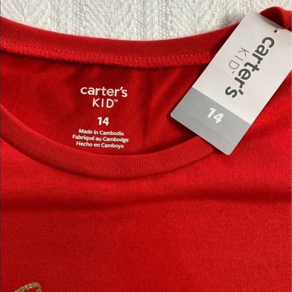 CARTER’S KID Girls Size 14 Red Christmas Top